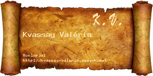 Kvassay Valéria névjegykártya