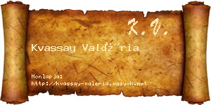 Kvassay Valéria névjegykártya